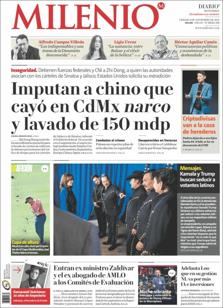 Portada de Milenio de Monterrey (México)