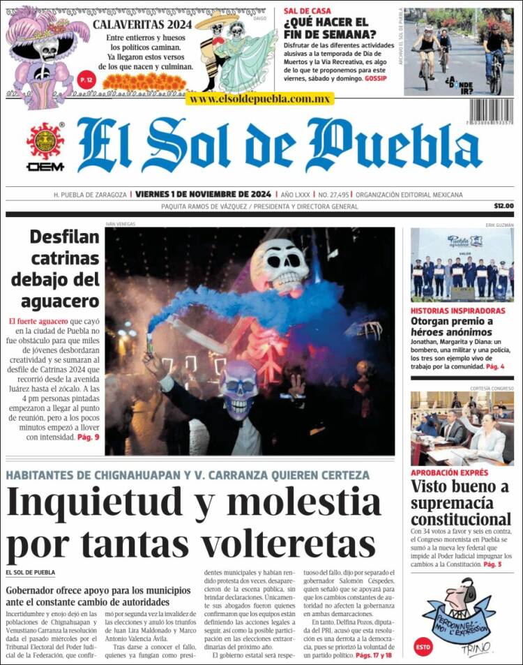 Portada de El Sol de Puebla (México)