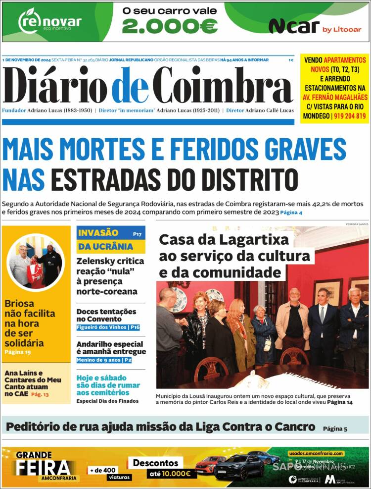 Portada de Diário de Coimbra (Portugal)