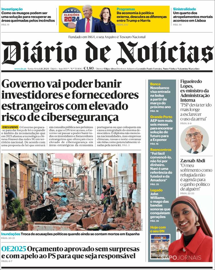 Portada de Diário de Noticias (Portugal)