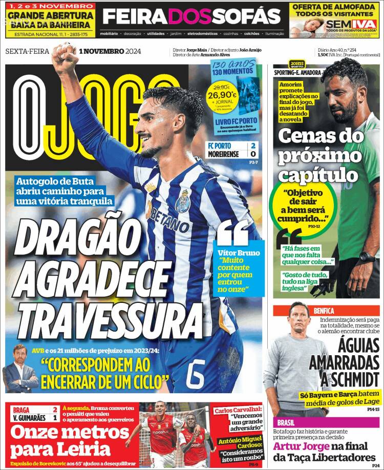 Portada de O Jogo (Portugal)