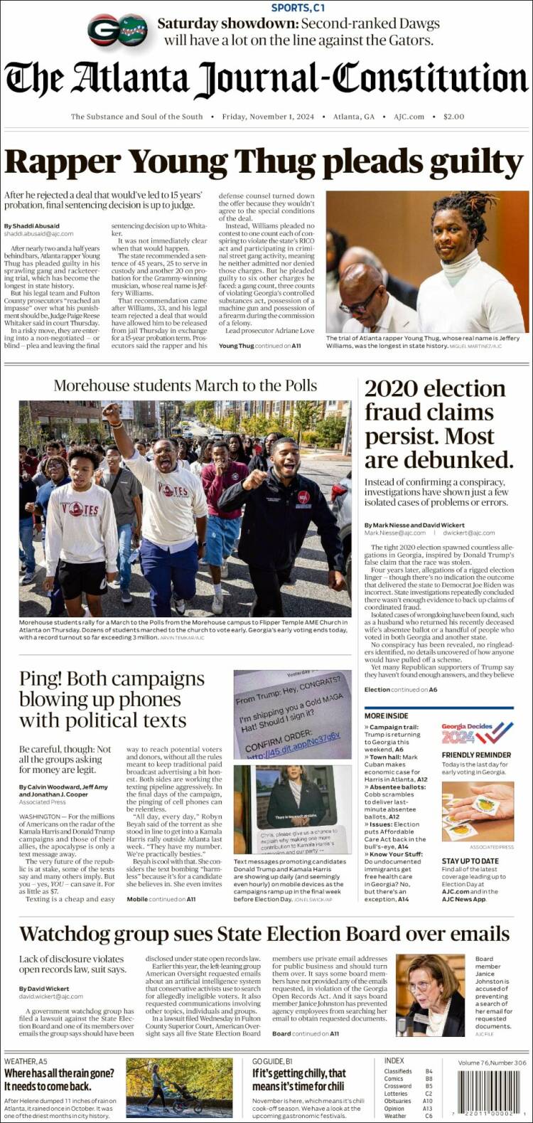 Portada de The Atlanta Journal-Constitution (USA)