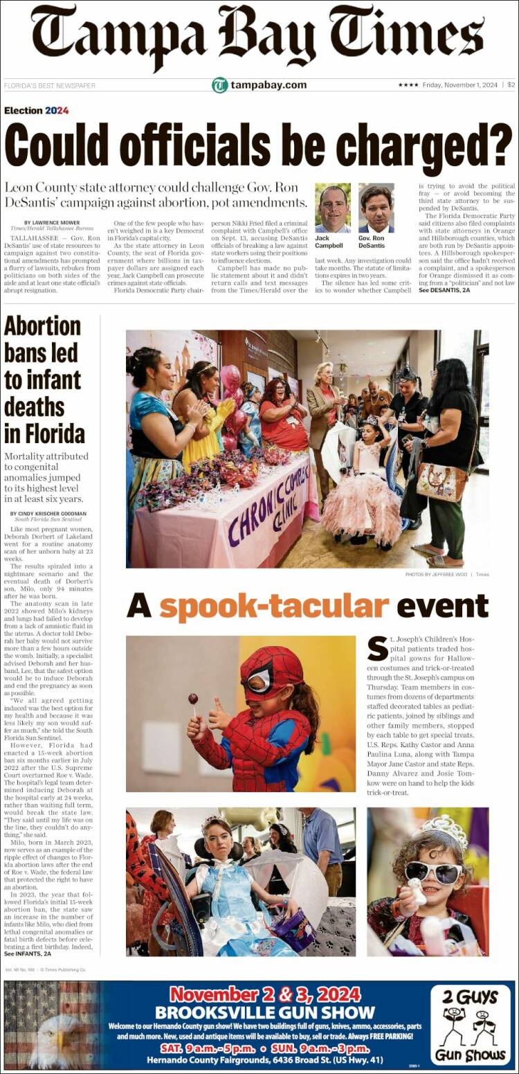 Portada de Tampa Bay Times (USA)