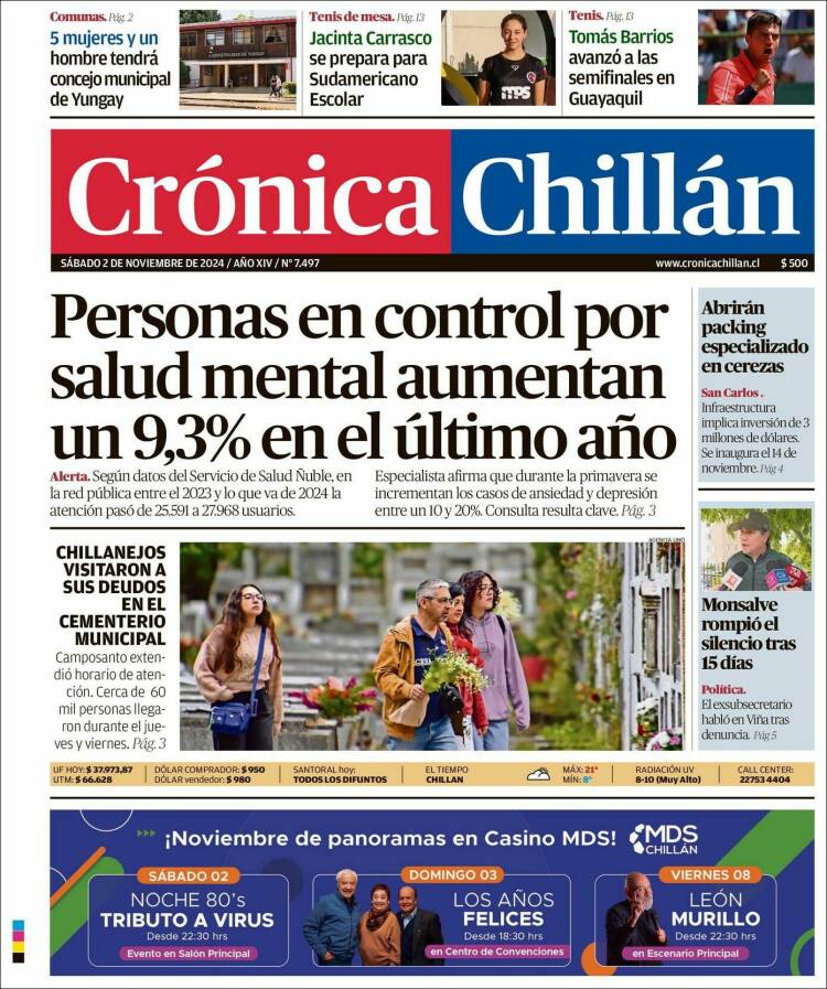 Portada de Crónica Chillán (Chile)