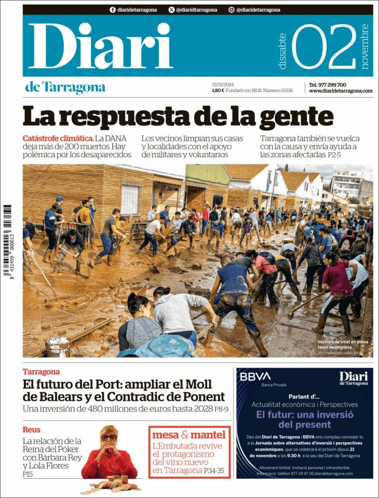 Portada de Diari de Tarragona (España)