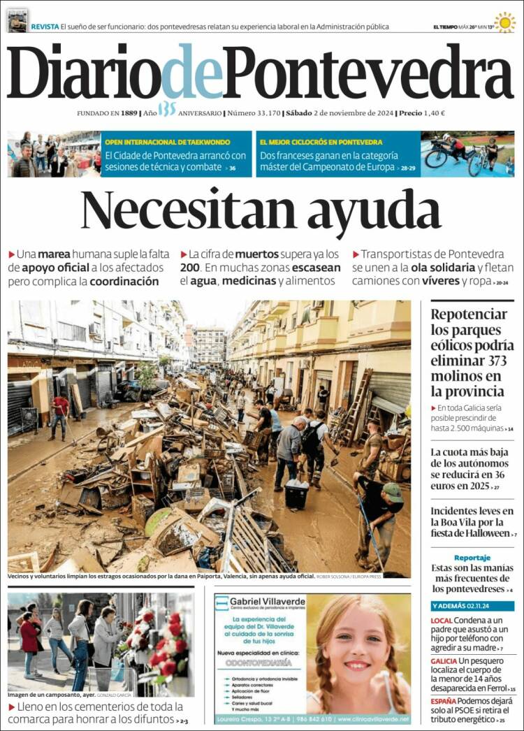 Portada de Diario de Pontevedra (España)