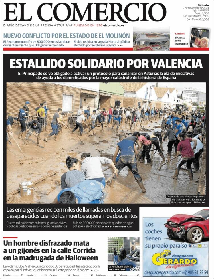 Portada de El Comercio - Gijón (España)