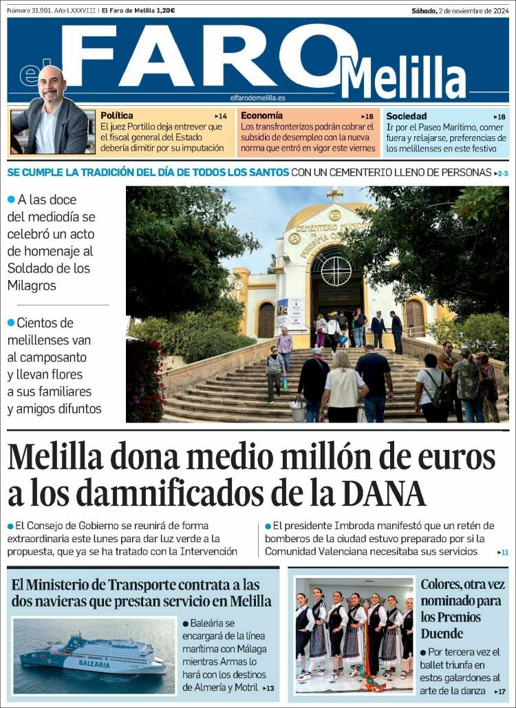 Portada de El Faro de Melilla (España)