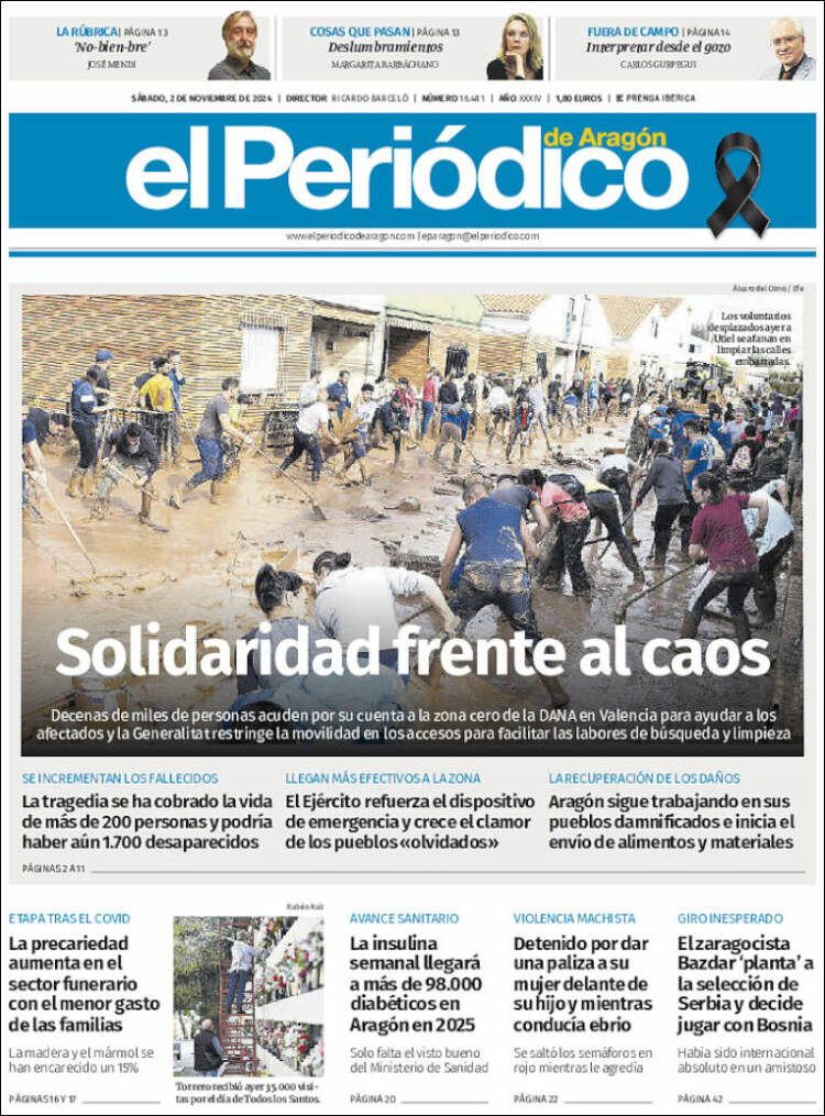 Portada de El Periódico de Aragón (España)