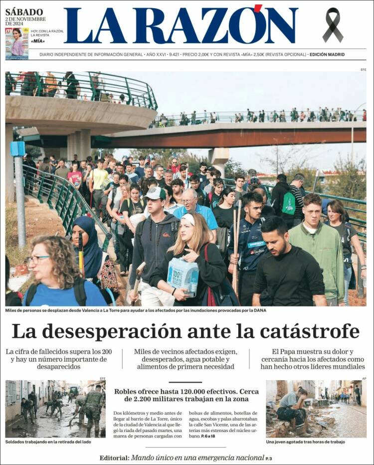 Portada de La Razón (España)