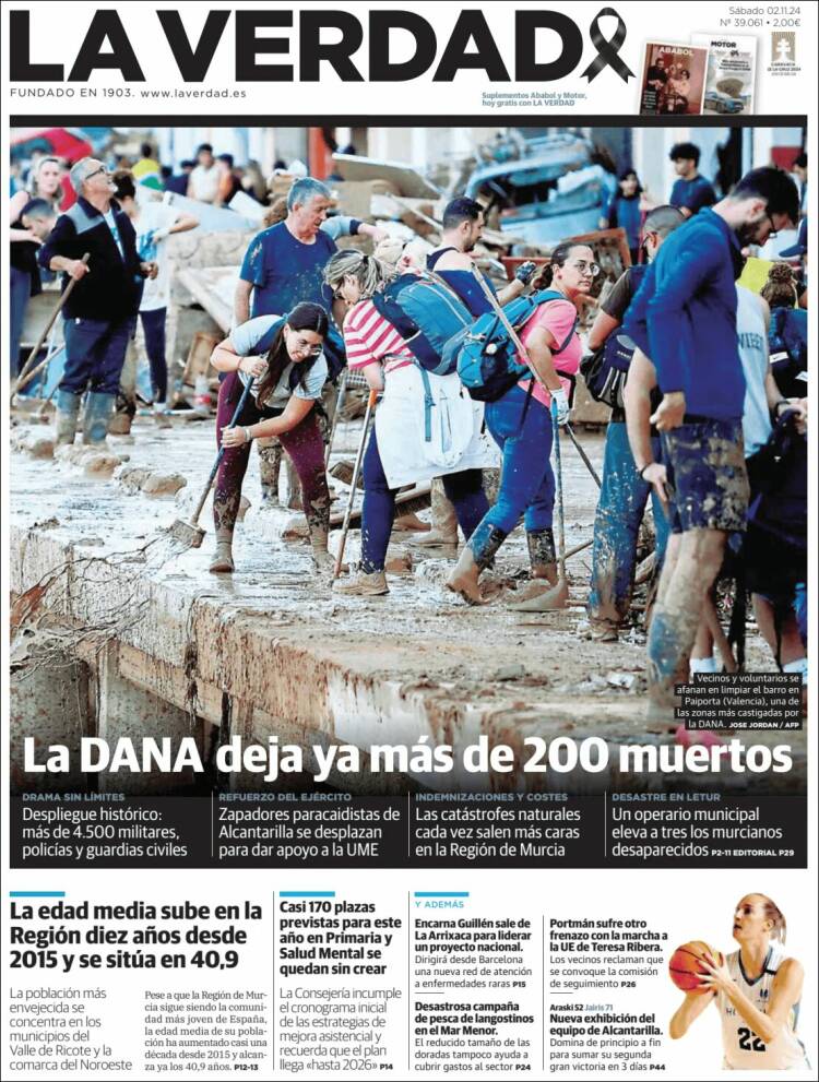 Portada de La Verdad de Murcia (España)