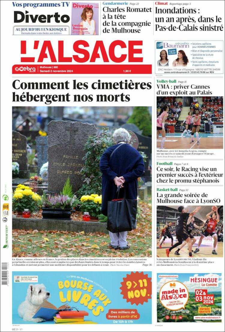 Portada de Journal L'Alsace (Francia)