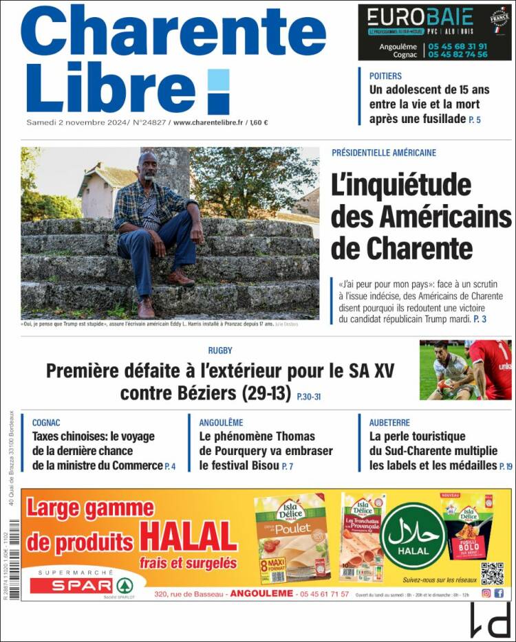 Portada de Charente Libre (Francia)
