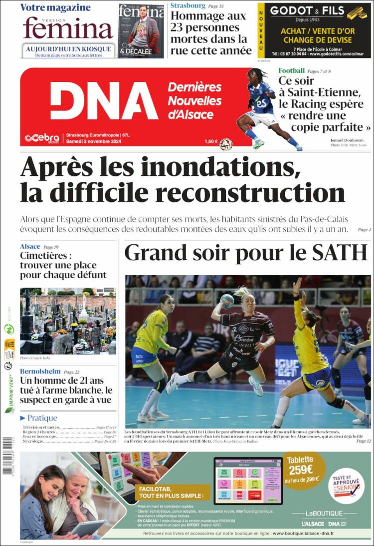 Portada de Les Dernières Nouvelles d'Alsace (Francia)
