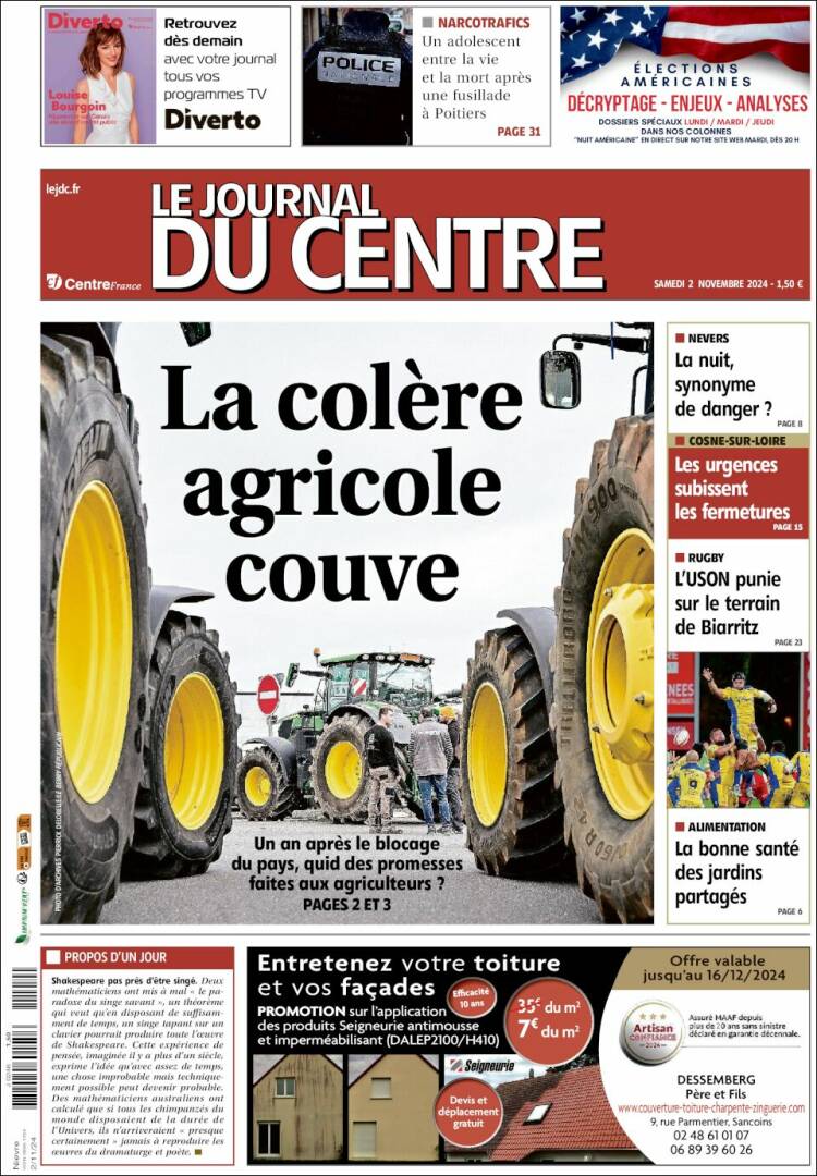 Portada de Le Journal du Centre (Francia)