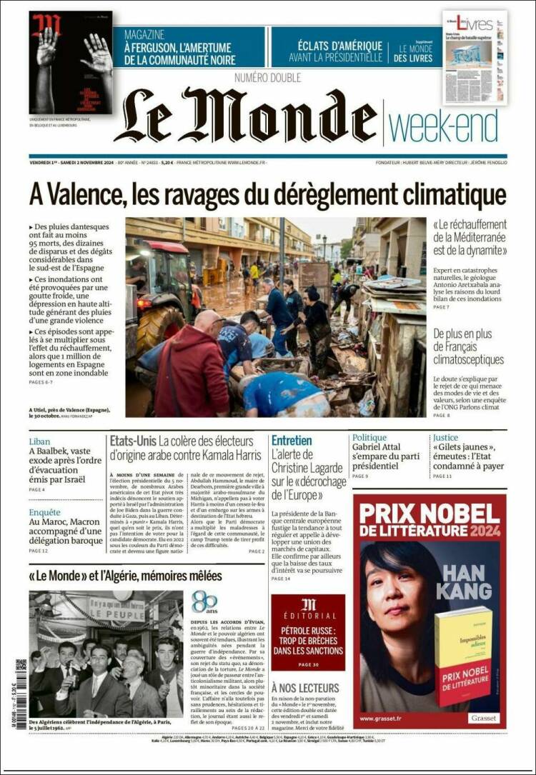 Portada de Le Monde (Francia)