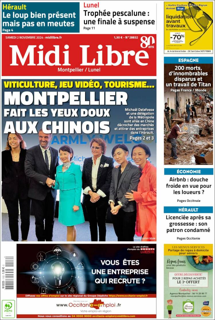 Portada de Midi Libre (Francia)