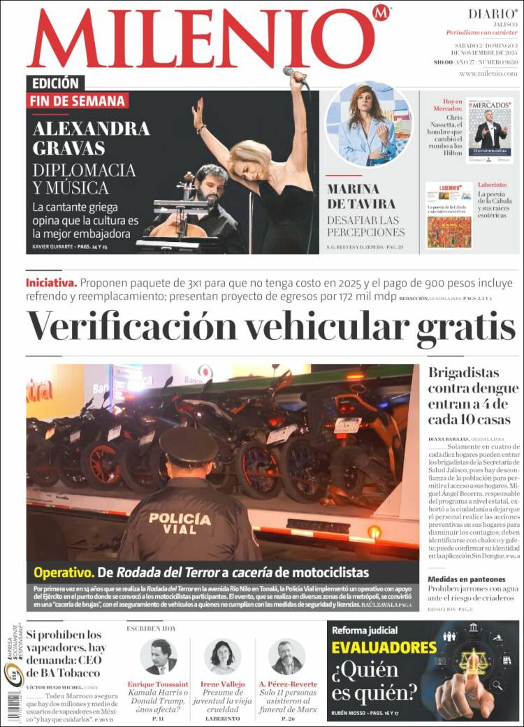 Portada de Milenio - Jalisco (México)