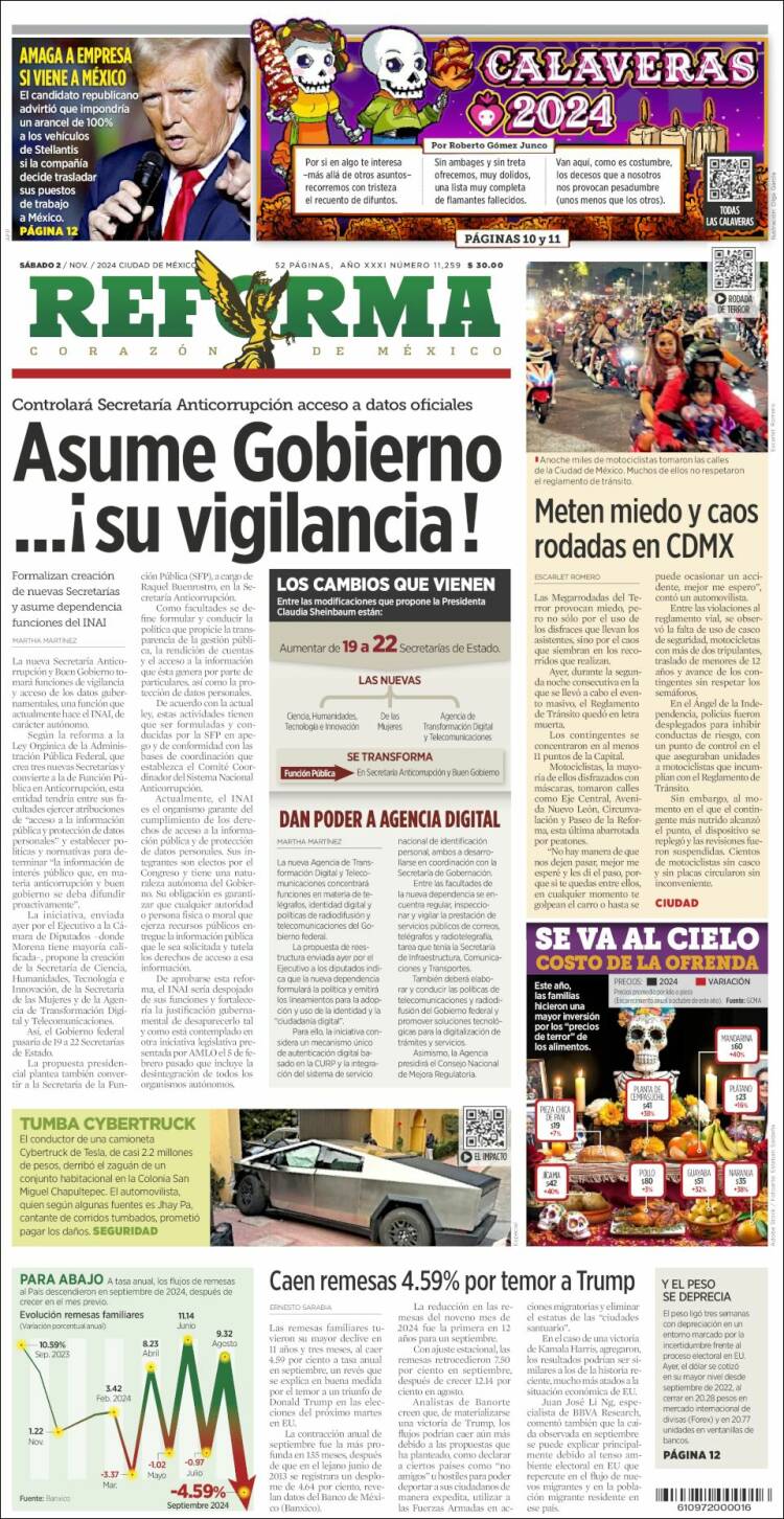 Portada de Reforma (México)