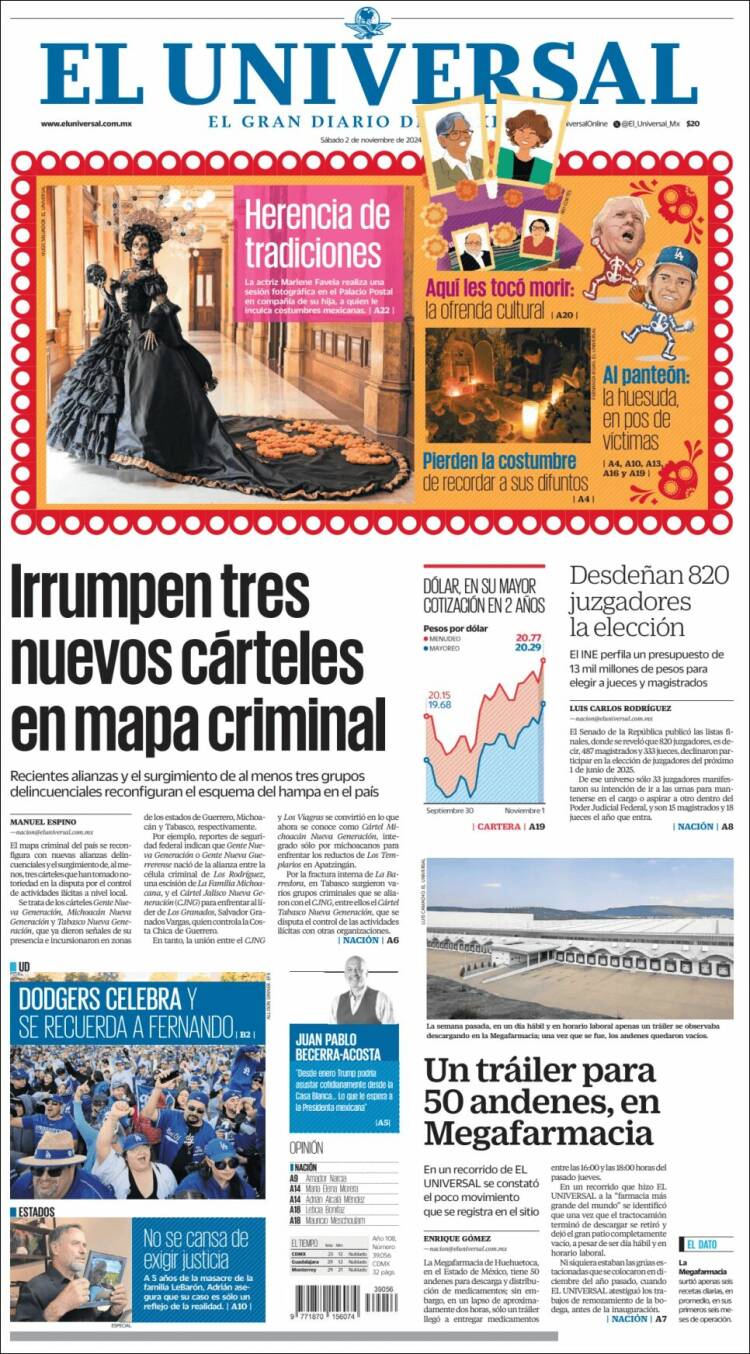 Portada de El Universal (México)