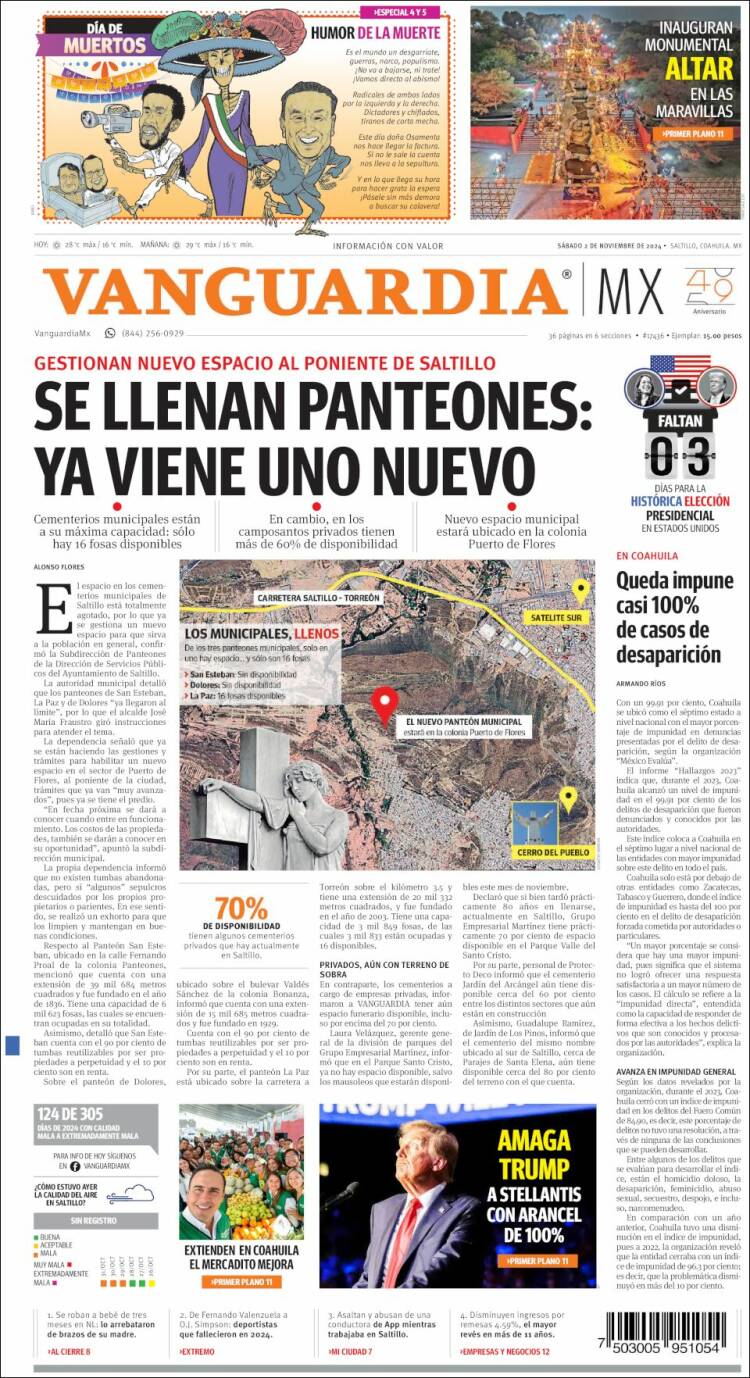 Portada de Vanguardia (México)