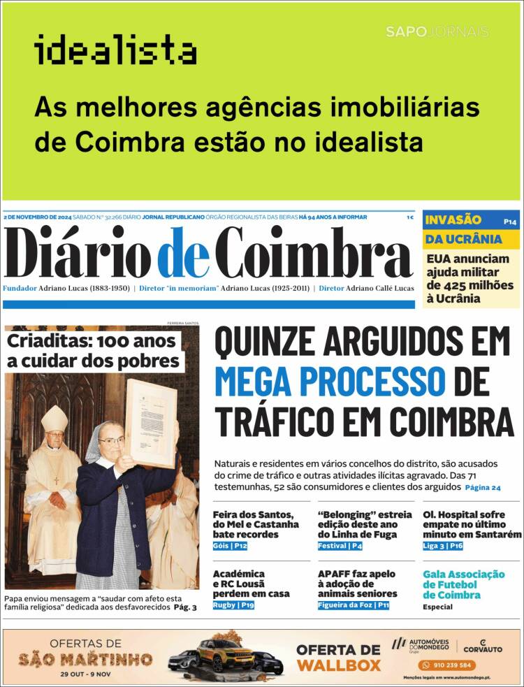 Portada de Diário de Coimbra (Portugal)