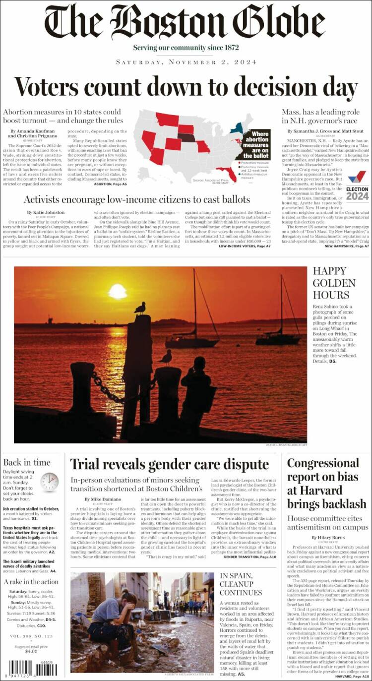 Portada de Boston Globe (USA)