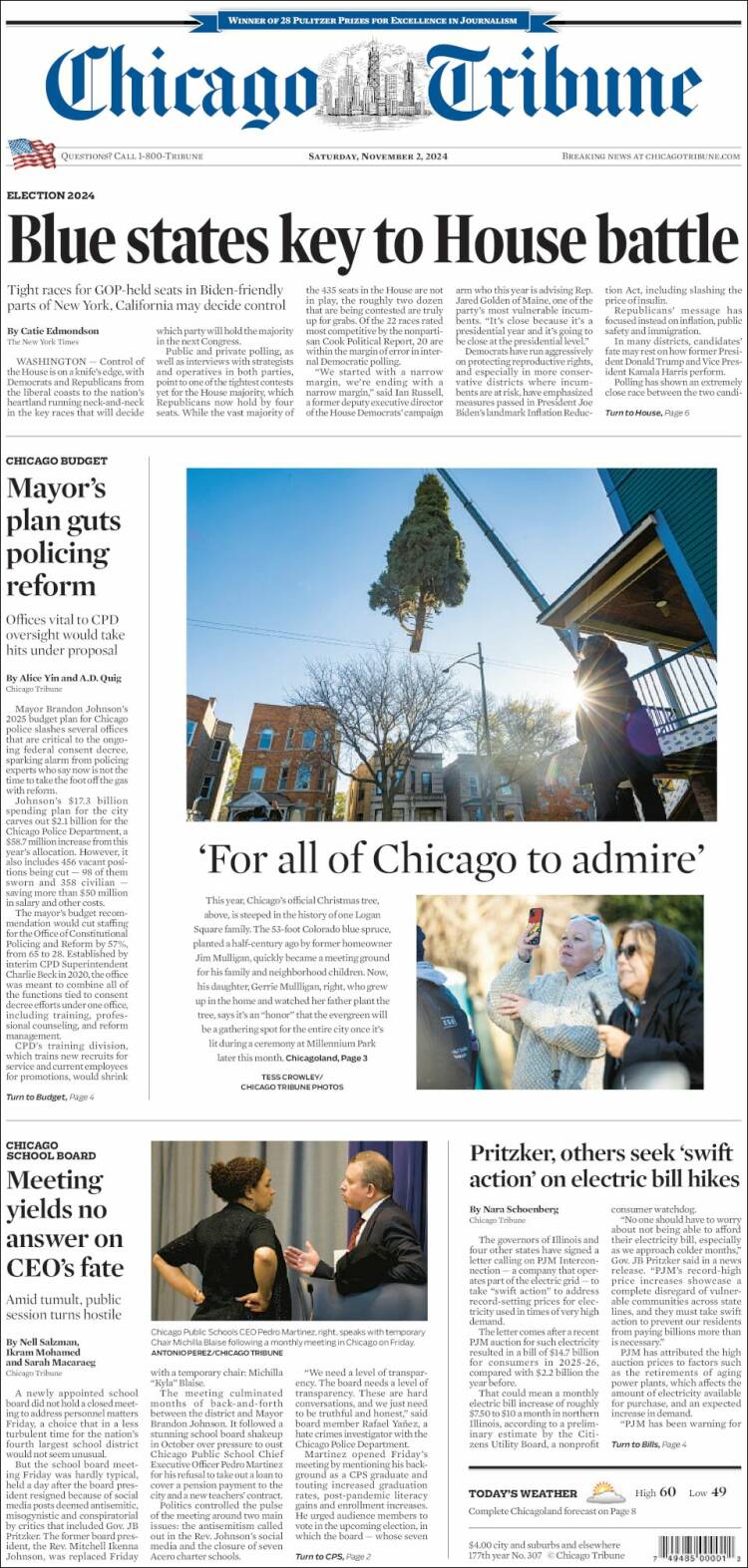 Portada de Chicago Tribune (USA)