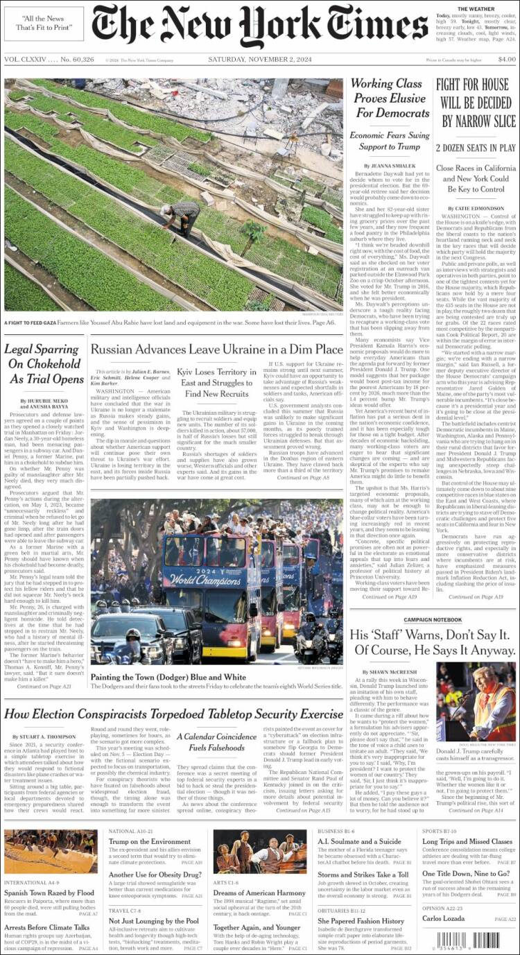 Portada de New York Times (USA)