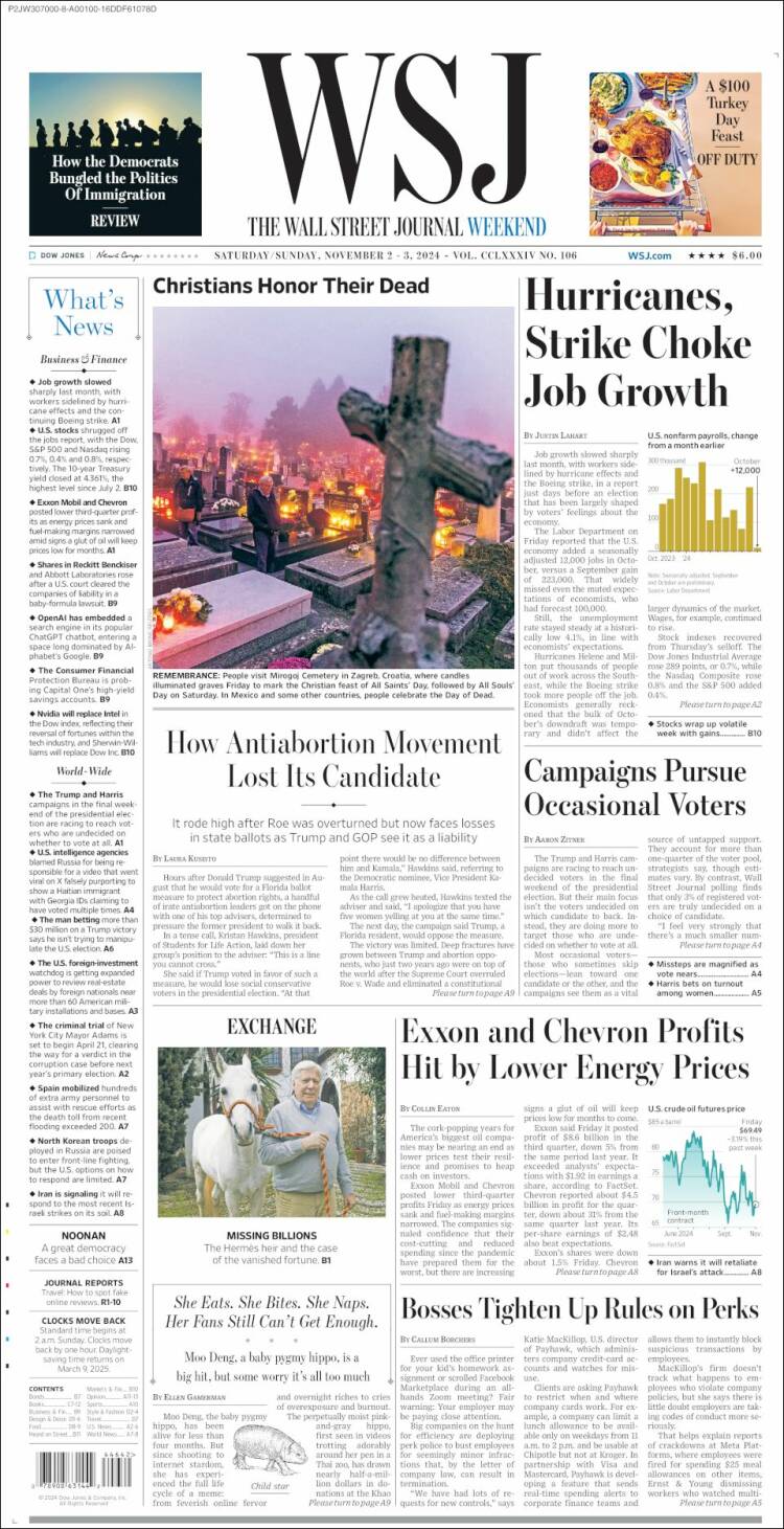 Portada de Wall Street Journal (USA)