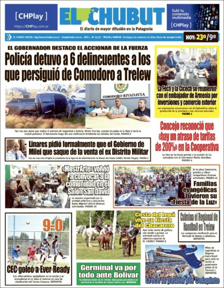 Portada de El Chubut (Argentina)
