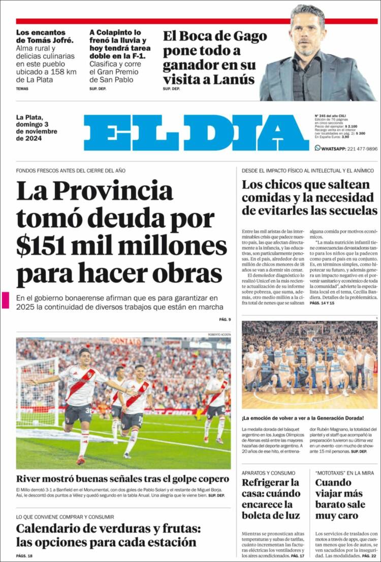 Portada de El Día de la Plata (Argentina)