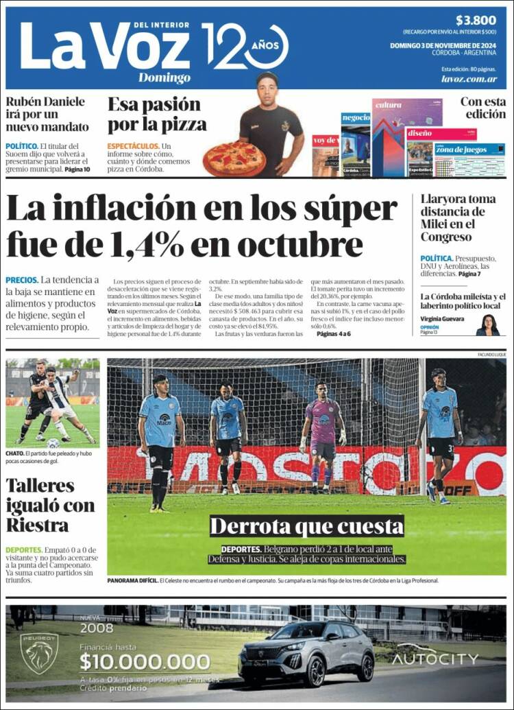 Portada de La Voz del Interior (Argentina)