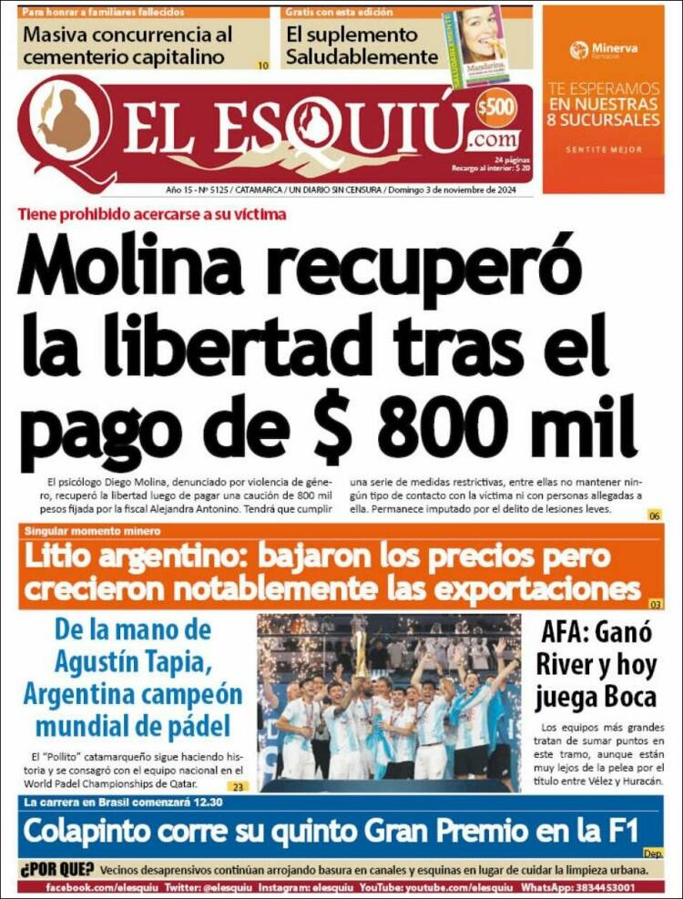 Portada de El Esquiu (Argentina)
