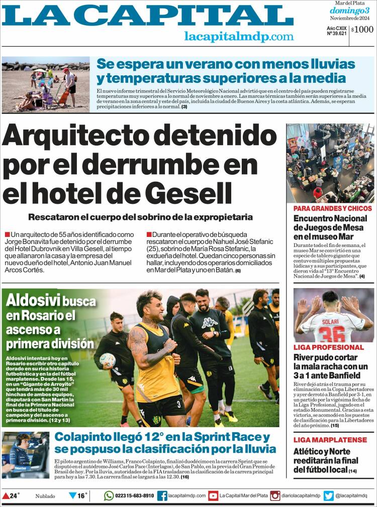 Portada de Diario La Capital - Mar del Plata (Argentina)