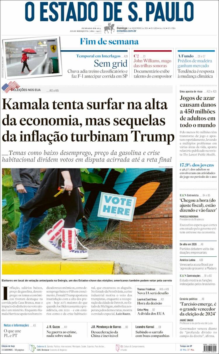 Portada de O Estado de São Paulo (Brésil)
