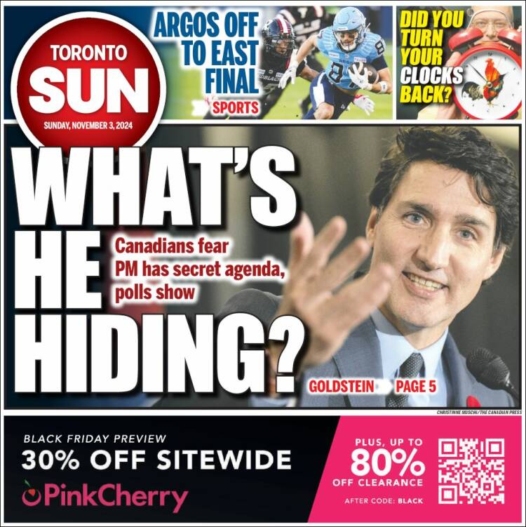 Portada de The Toronto Sun (Canadá)