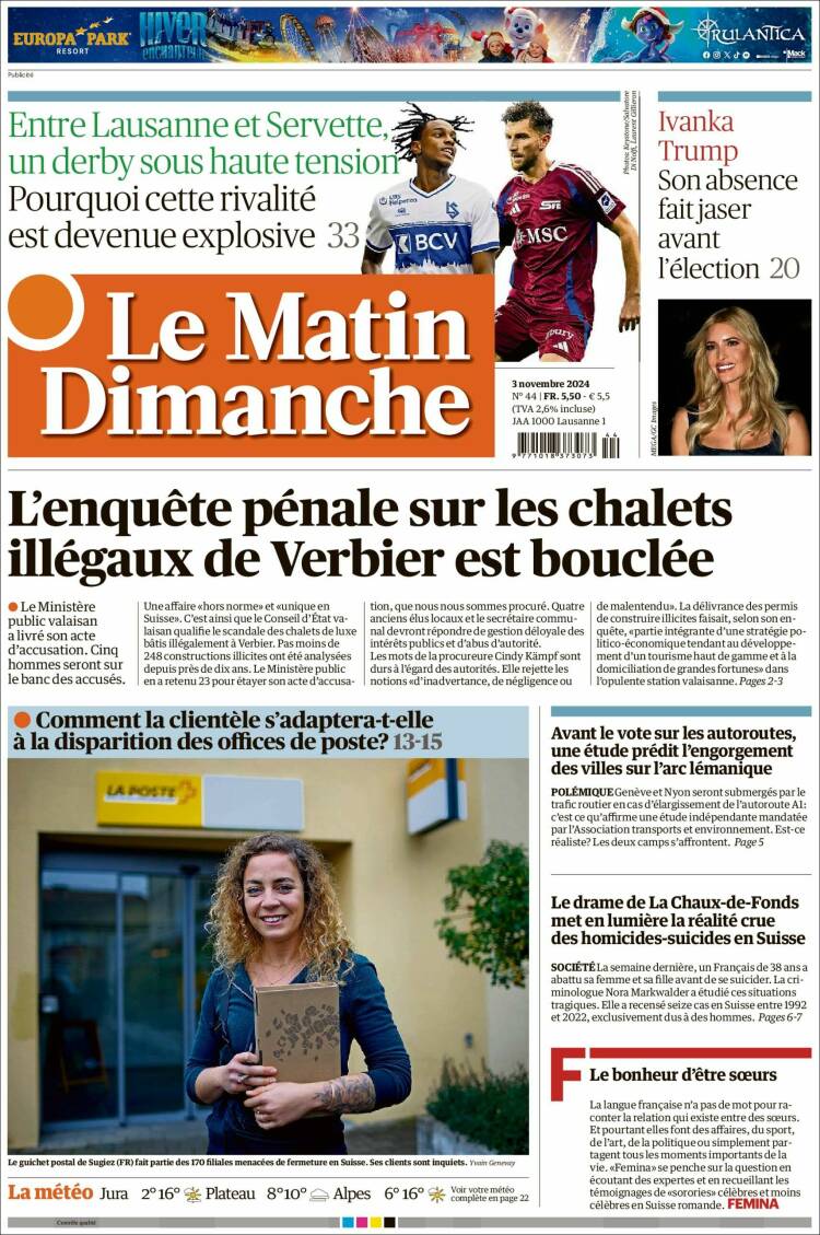 Portada de Le Matin (Suiza)
