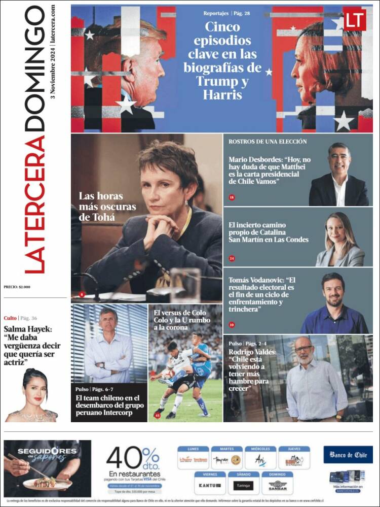 Portada de La Tercera (Chile)