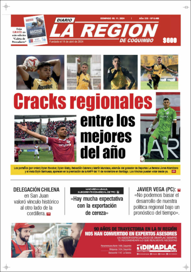Portada de Diario La Región de Coquimbo (Chile)