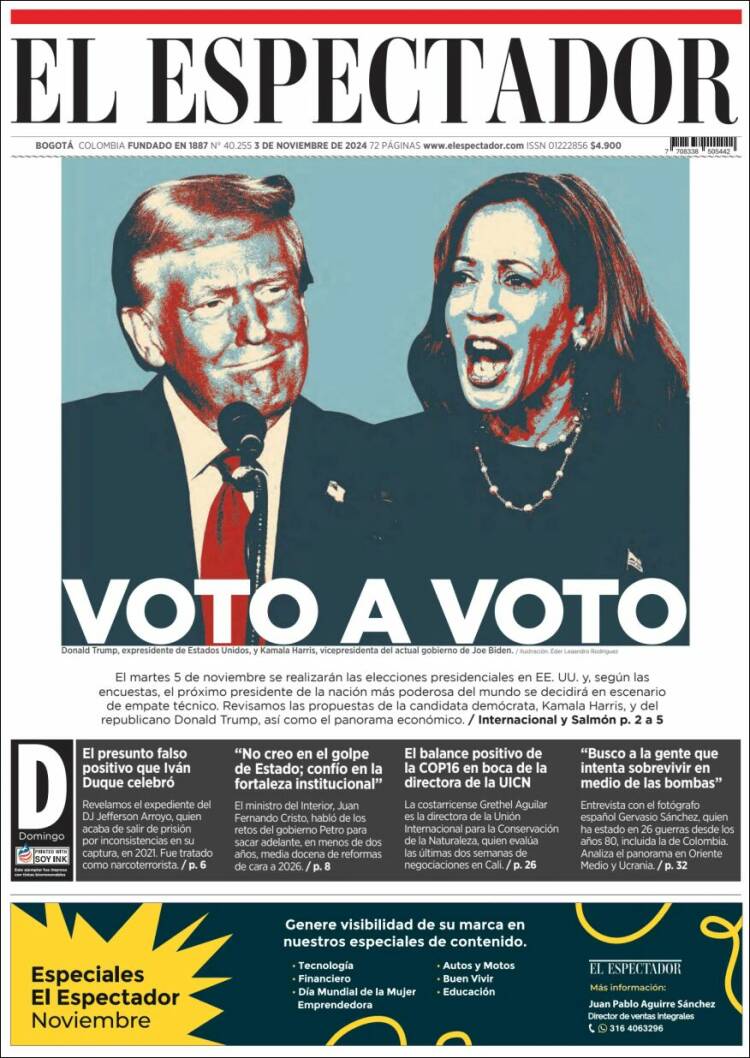 Portada de El Espectador (Colombia)