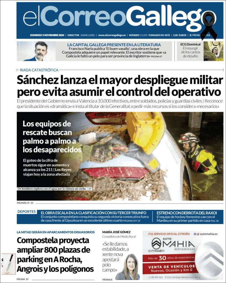 Portada de El Correo Gallego (España)