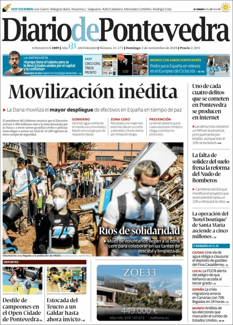 Portada de Diario de Pontevedra (España)