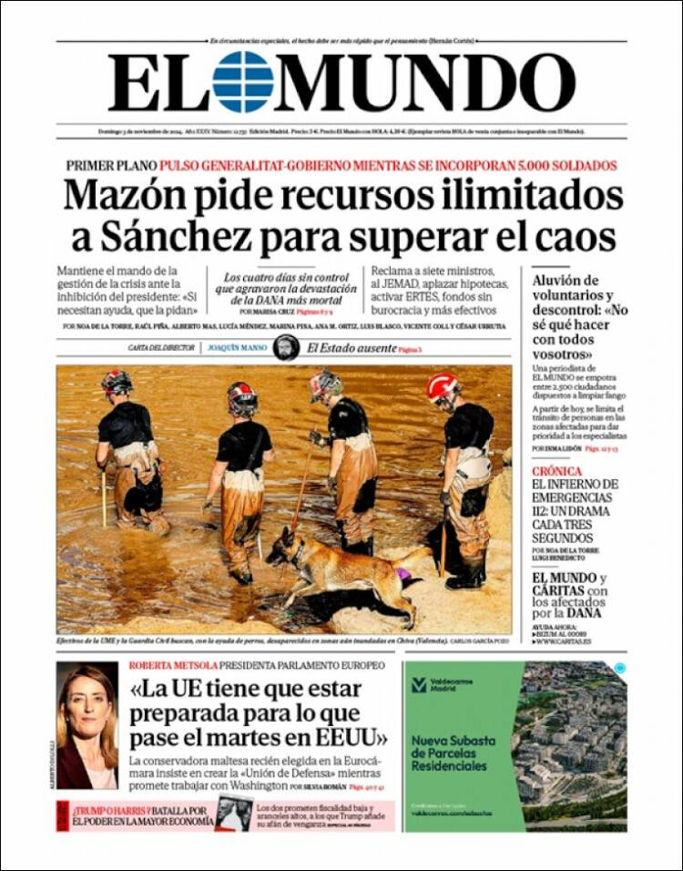 Portada de El Mundo (España)