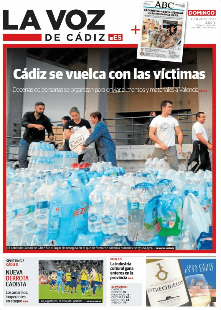 Portada de La Voz de Cádiz (España)