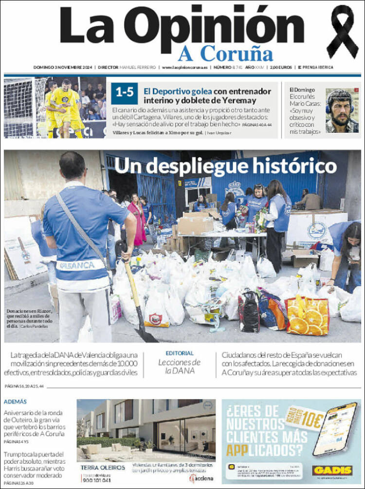 Portada de La Opinión de A Coruña (España)