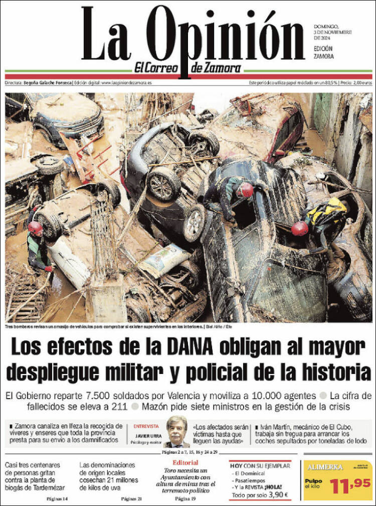 Portada de La Opinión - El Correo de Zamora (España)