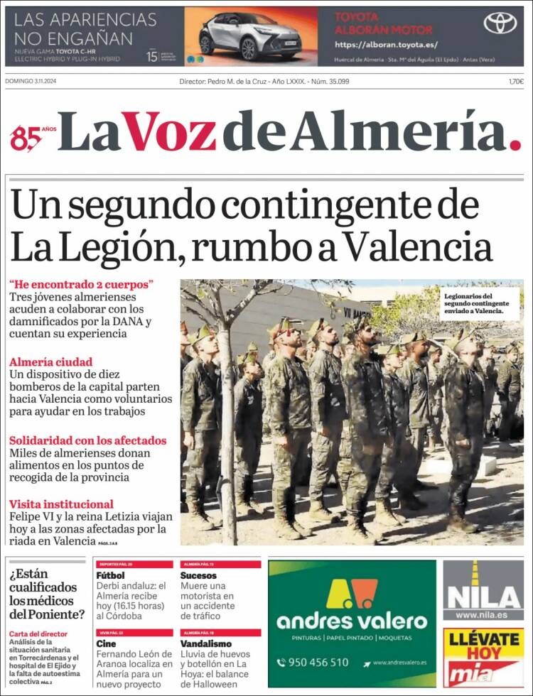 Portada de La Voz de Almería (España)