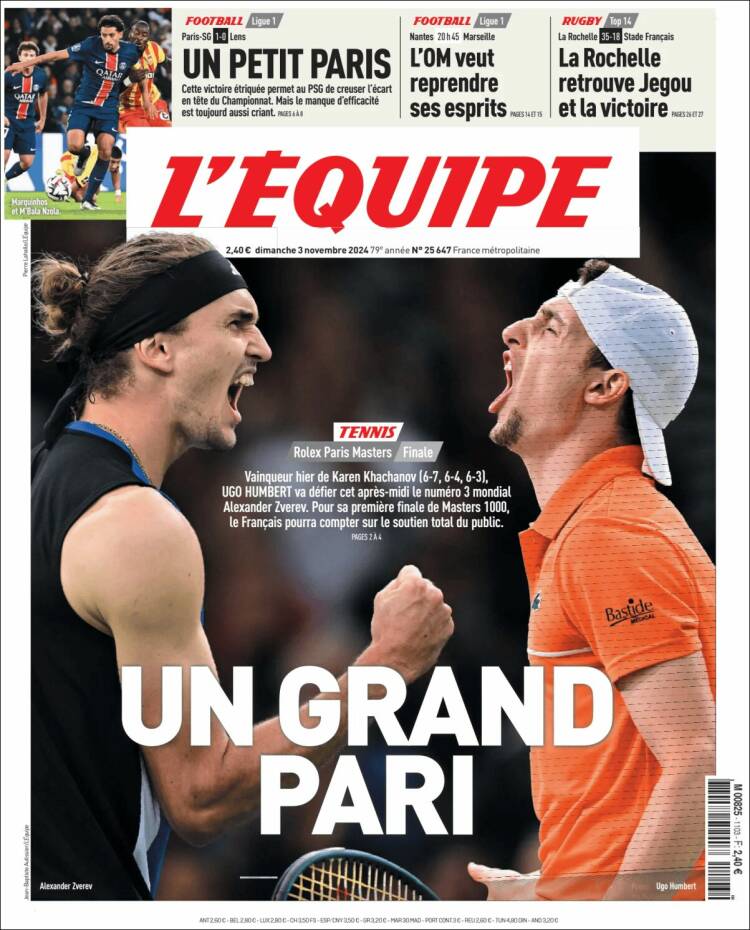 Portada de L'Equipe (Francia)