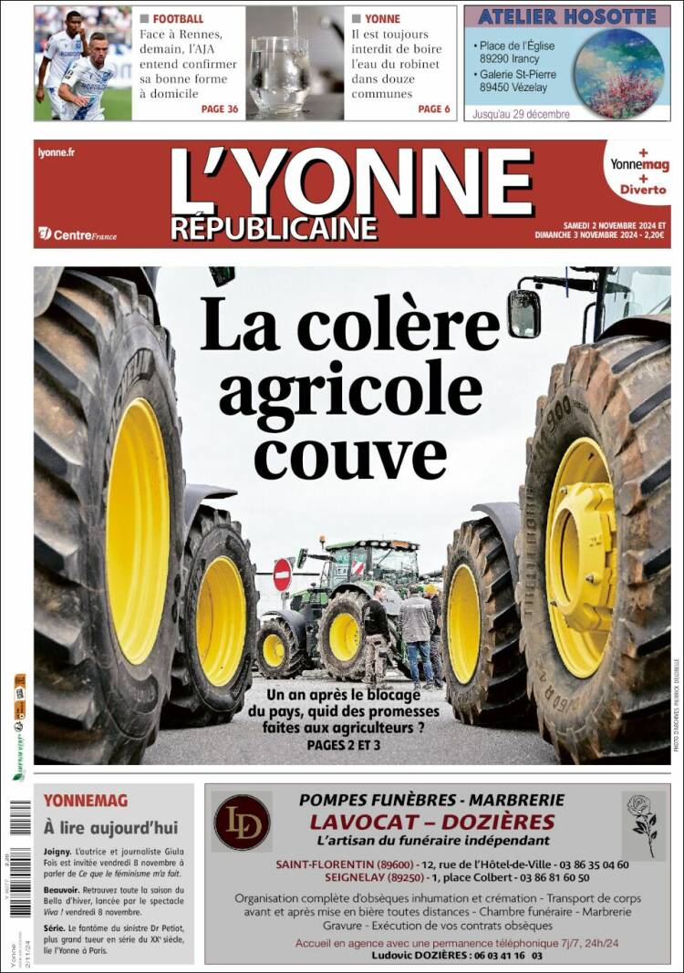 Portada de L'Yonne-Républicaine (Francia)